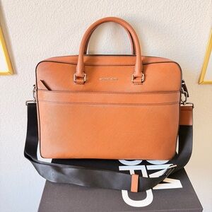 Michael Kors Mens Leather Briefcase - Tan